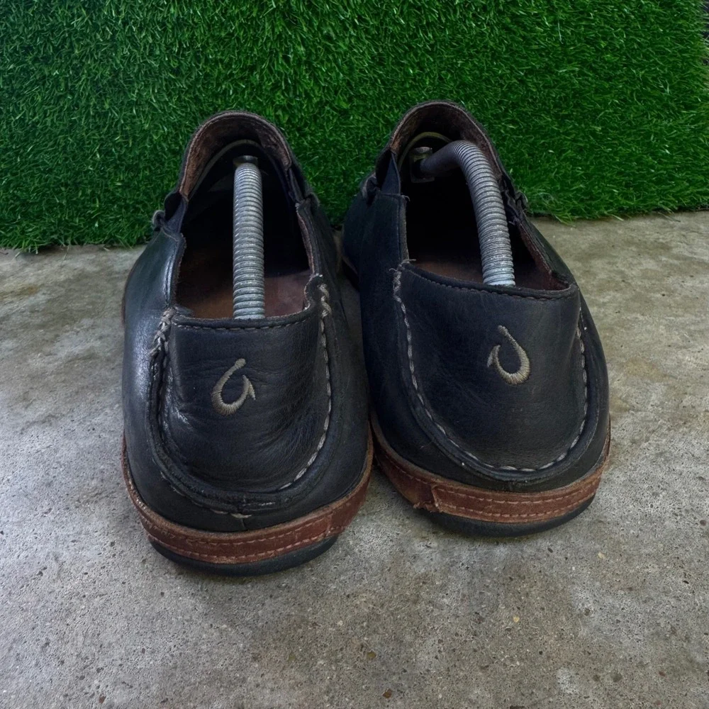 Vintage Olukai Moloa Leather Loafers Gorpcore Black Size 10